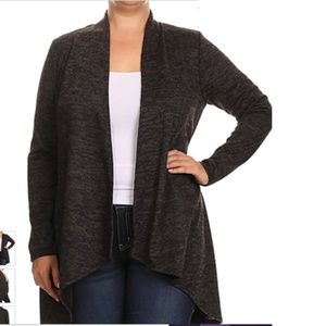 Charcoal Hi-Low Open Front Cardi